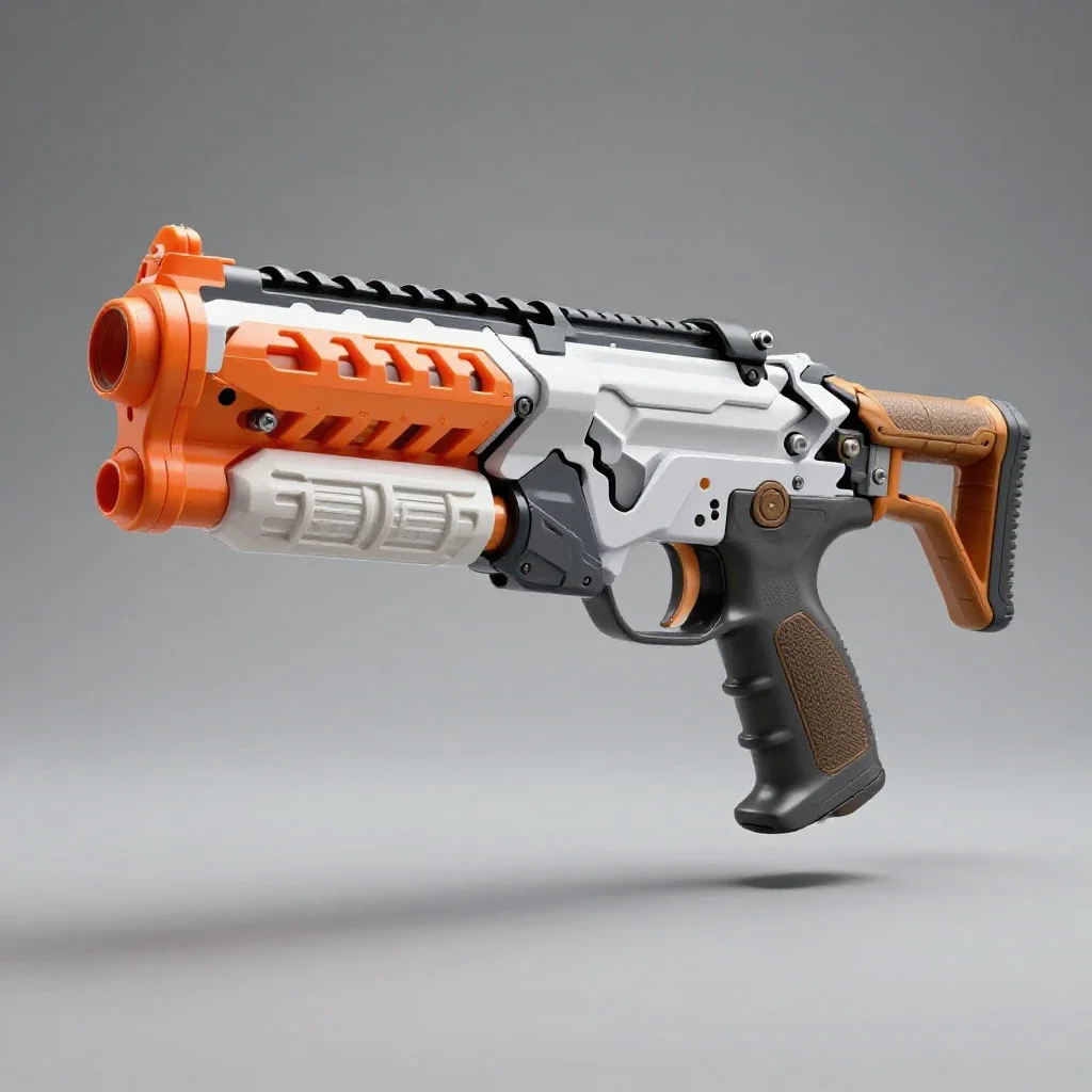 Nerf-style blaster isolated on a white background