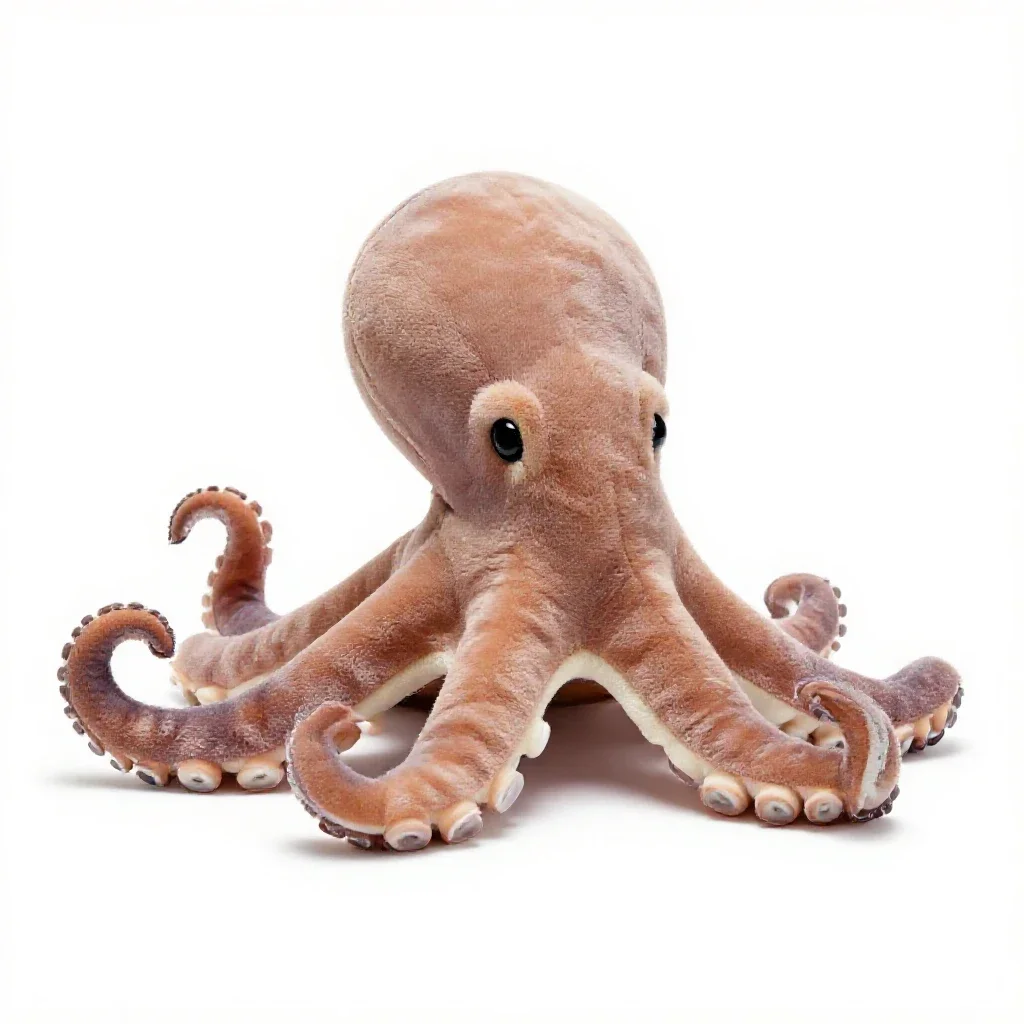 Plush octopus isolated on a white background