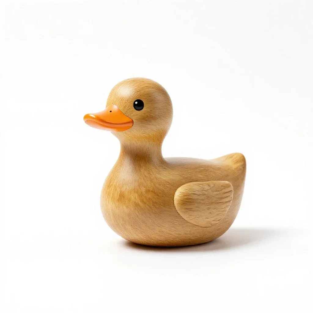 Pull-along duck toy isolated on a white background