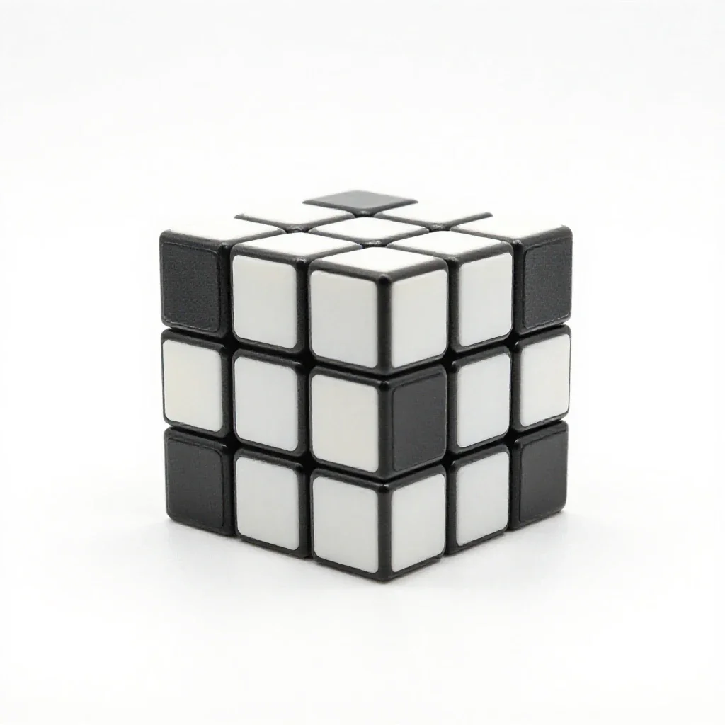 Rubik style twisty puzzle isolated on a white background