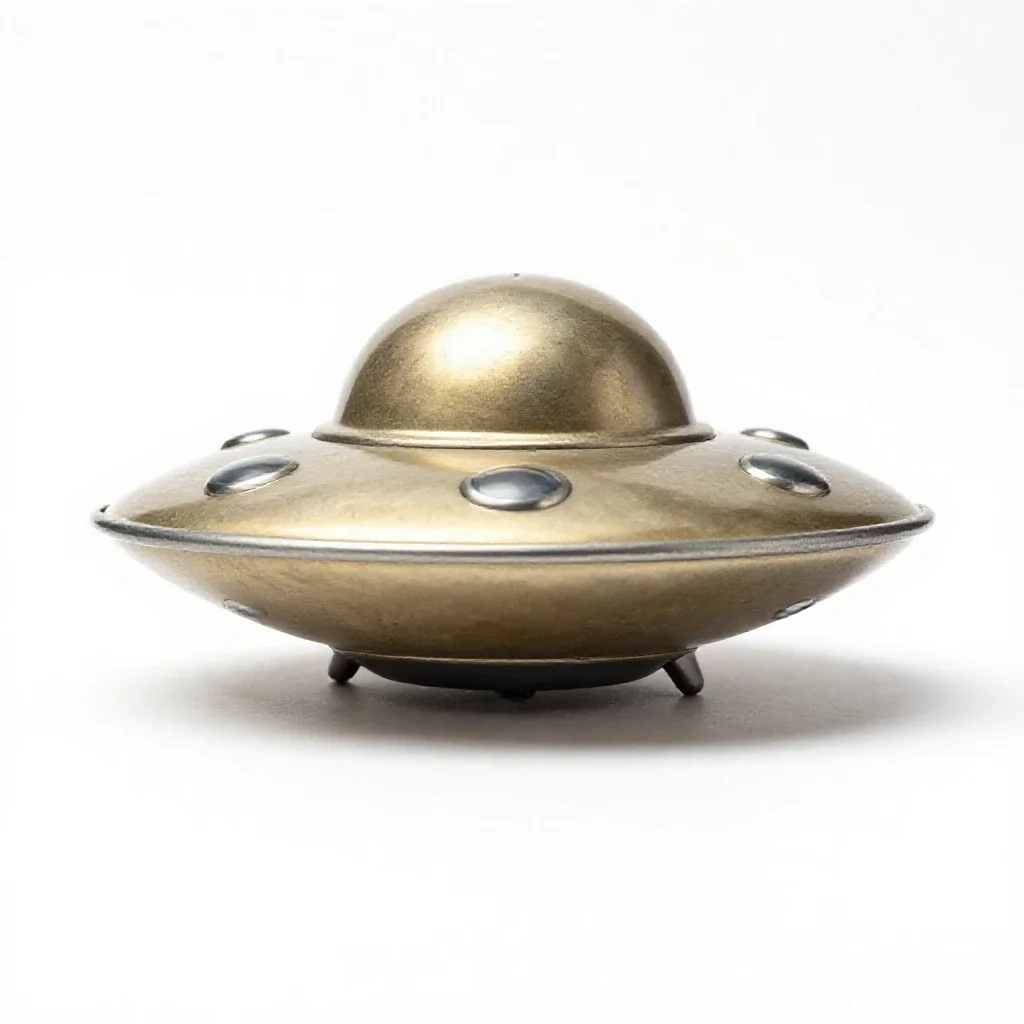 Tin ufo toy isolated on a white background