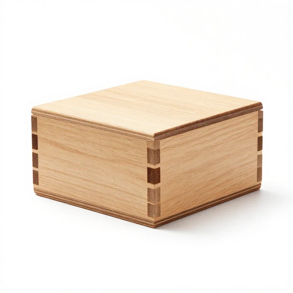Wooden puzzle box isolated on a white background