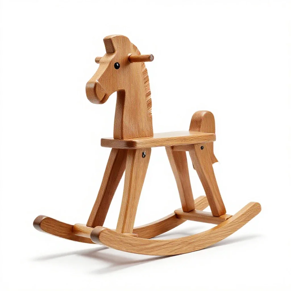 Wooden rocking horse isolated on a white background