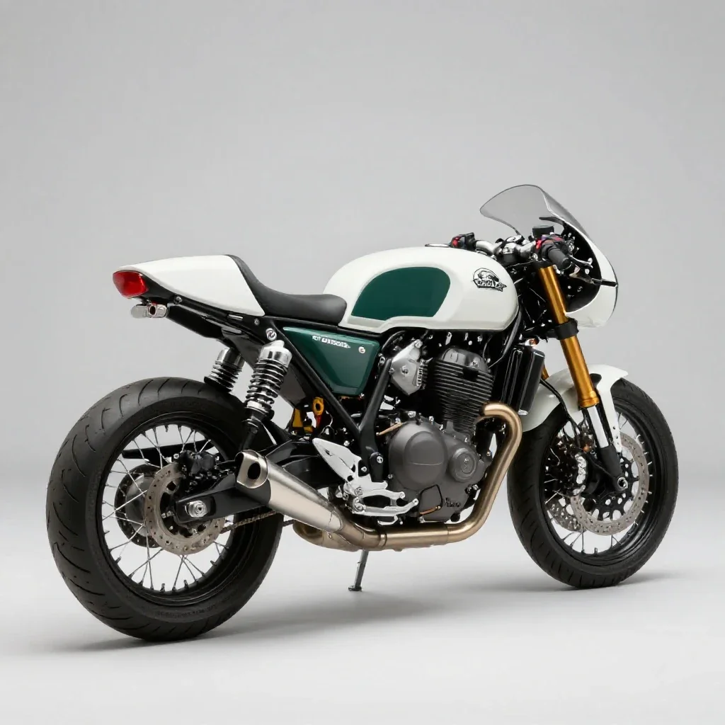 Cafe racer motorcycle isolated on a white background