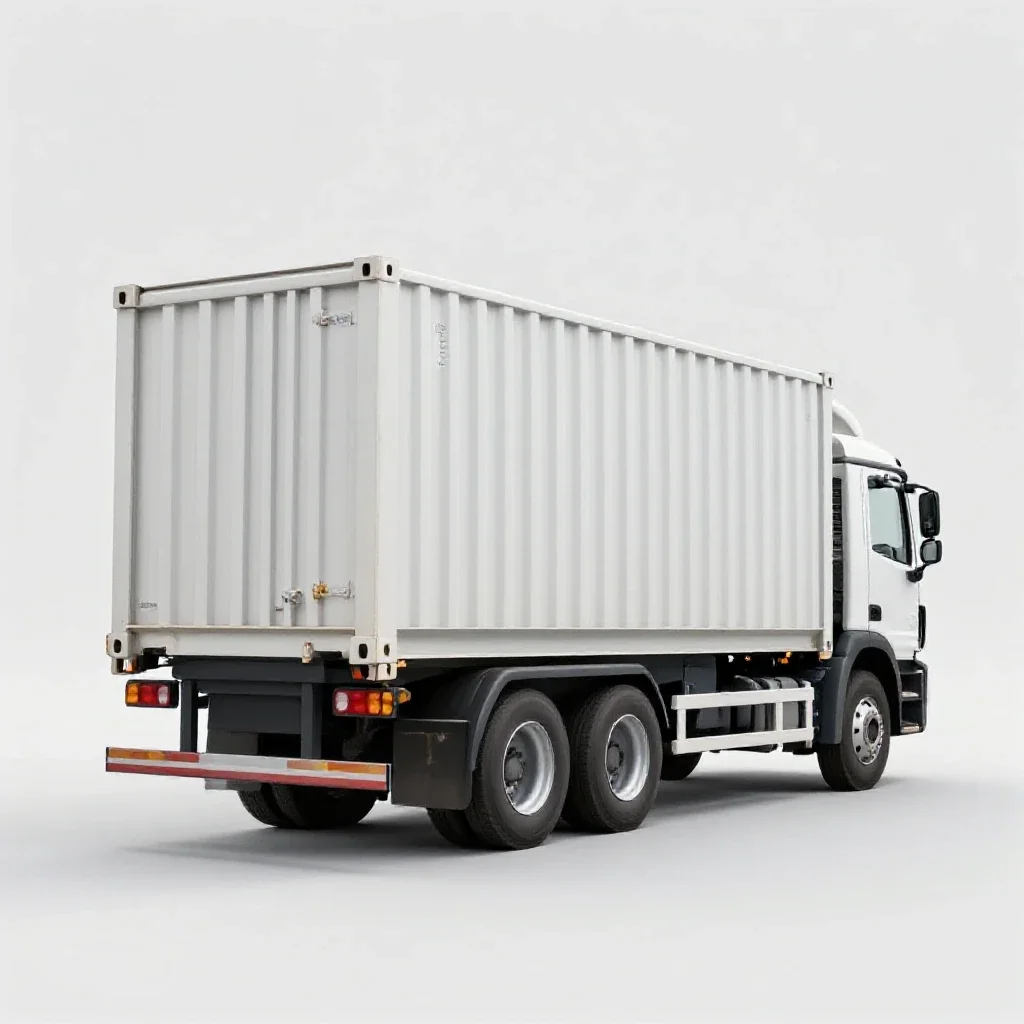 Cargo container truck isolated on a white background