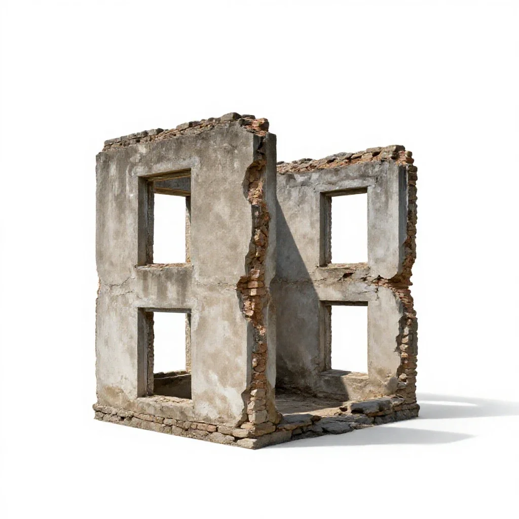 Ruin isolated on a white background