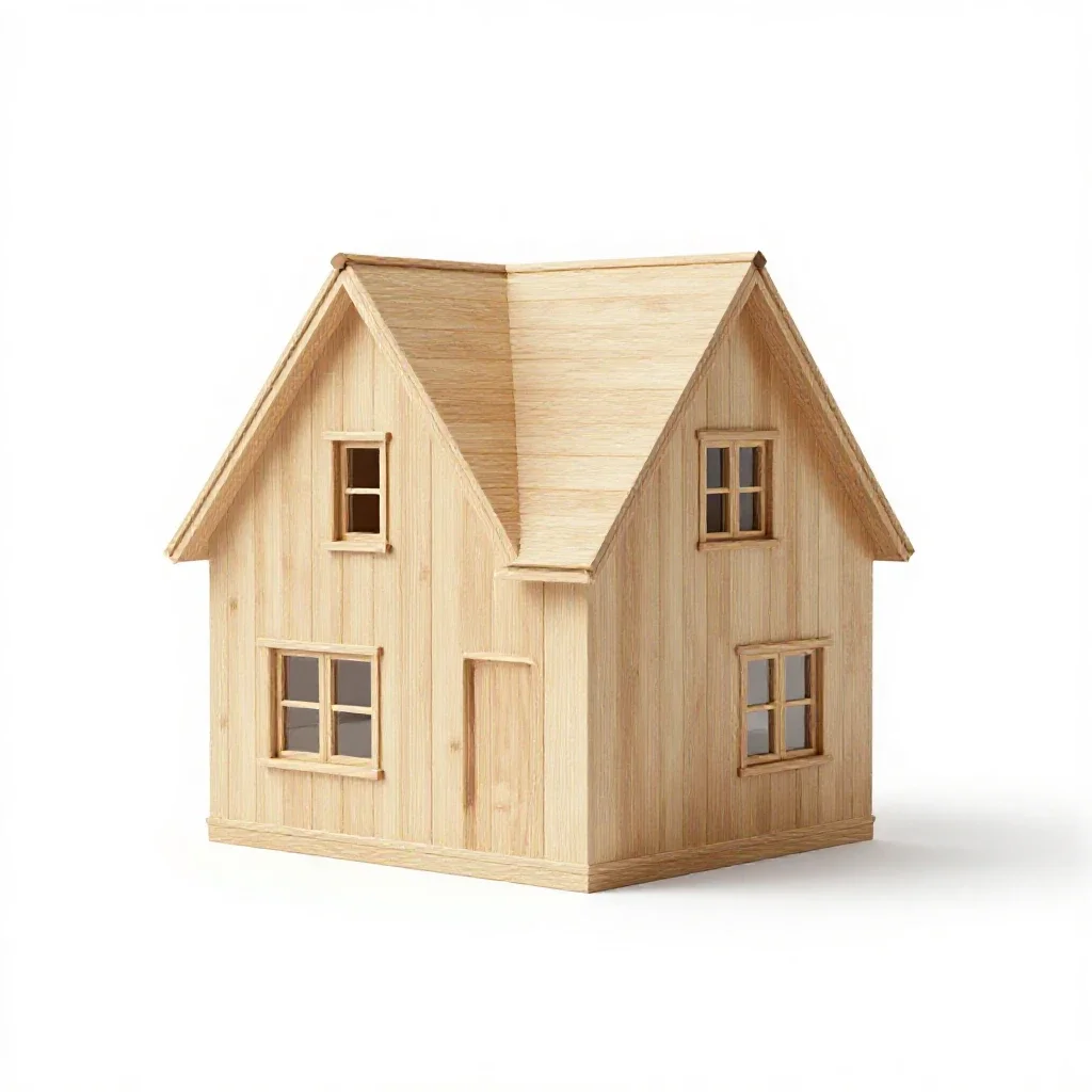 Semi-detached house isolated on a white background
