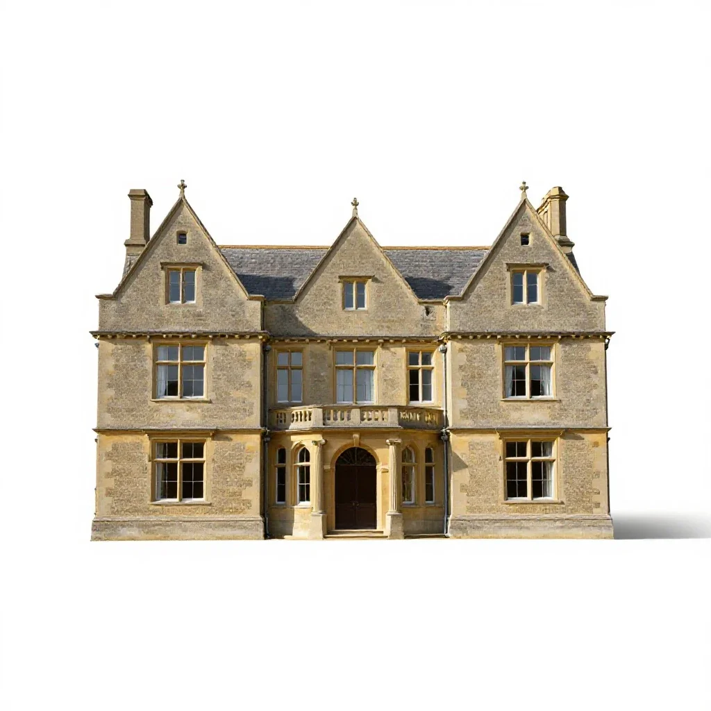 Stately home isolated on a white background