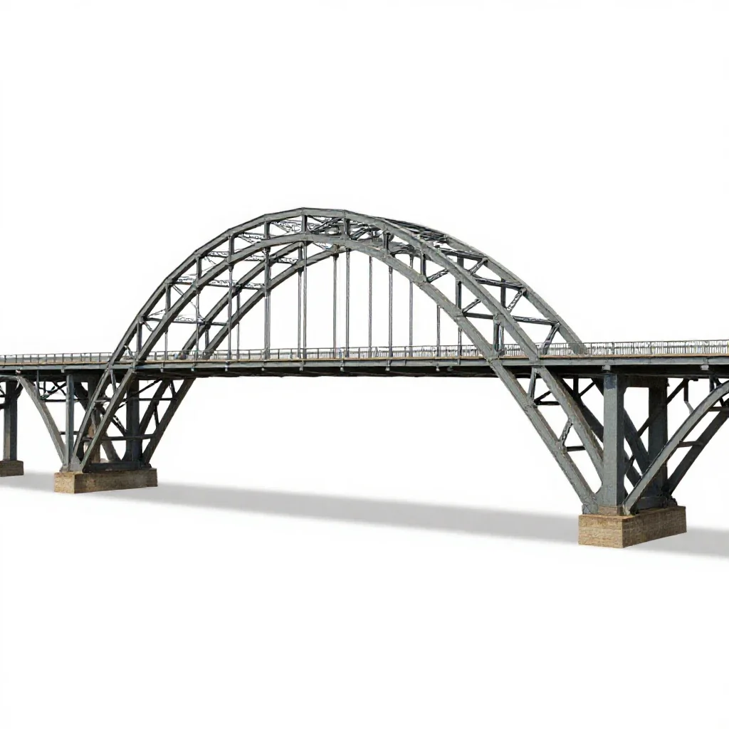 Steel arch bridge isolated on a white background