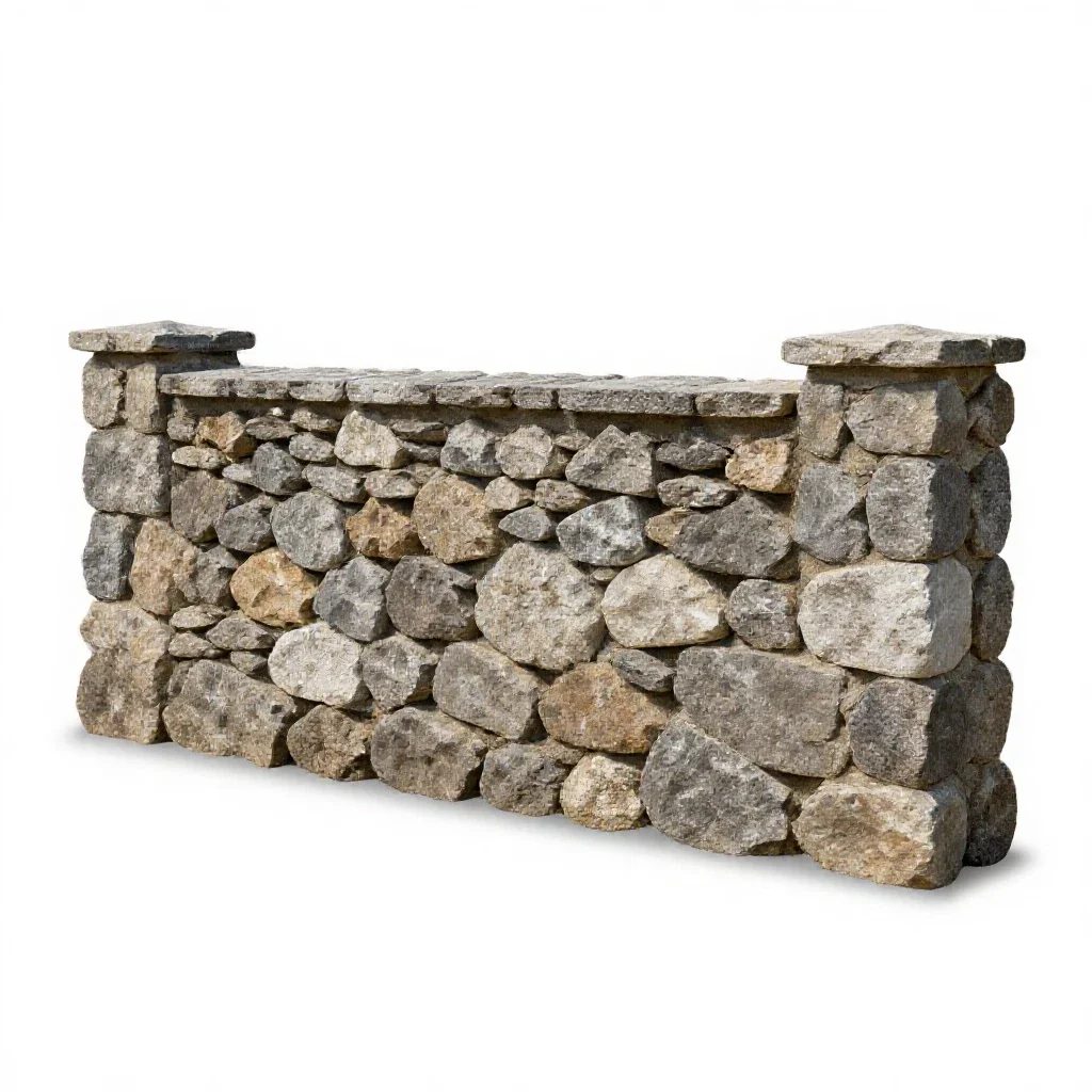 Stone wall isolated on a white background