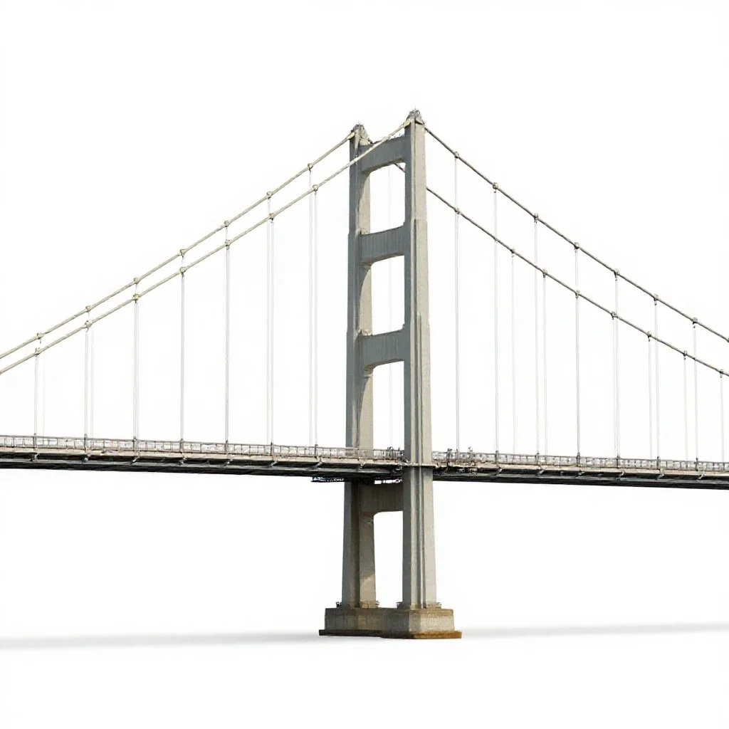 Suspension bridge isolated on a white background