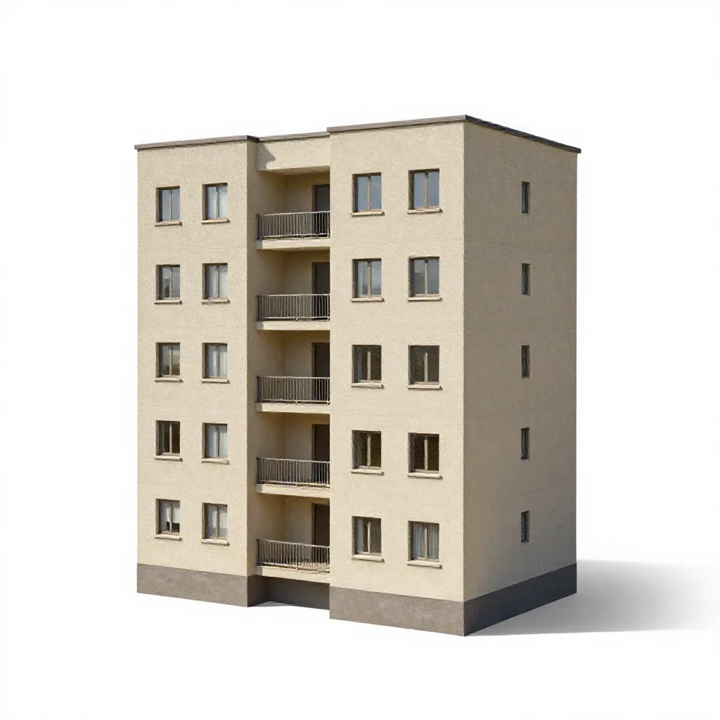 Tenement isolated on a white background