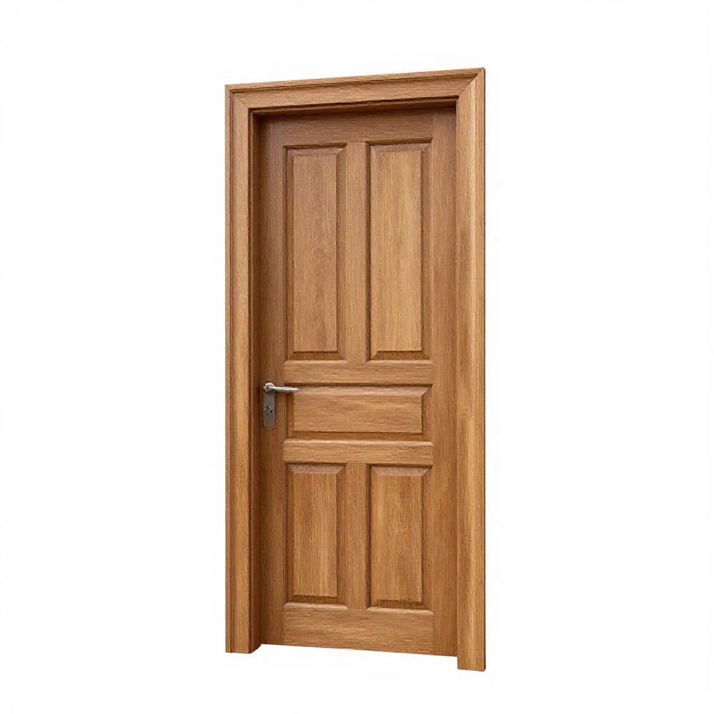 Carved wooden door isolated on a white background