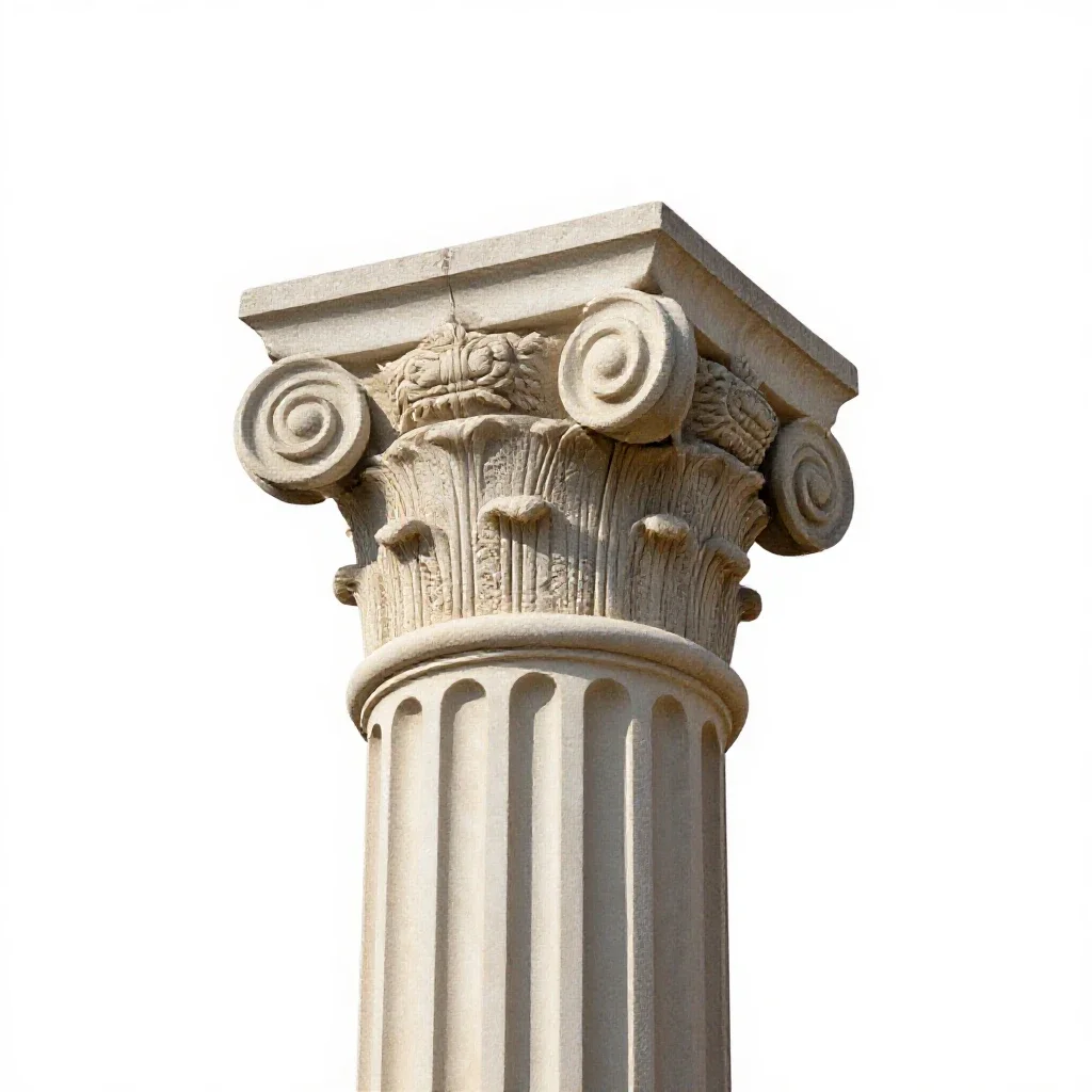 Corinthian column capital isolated on a white background