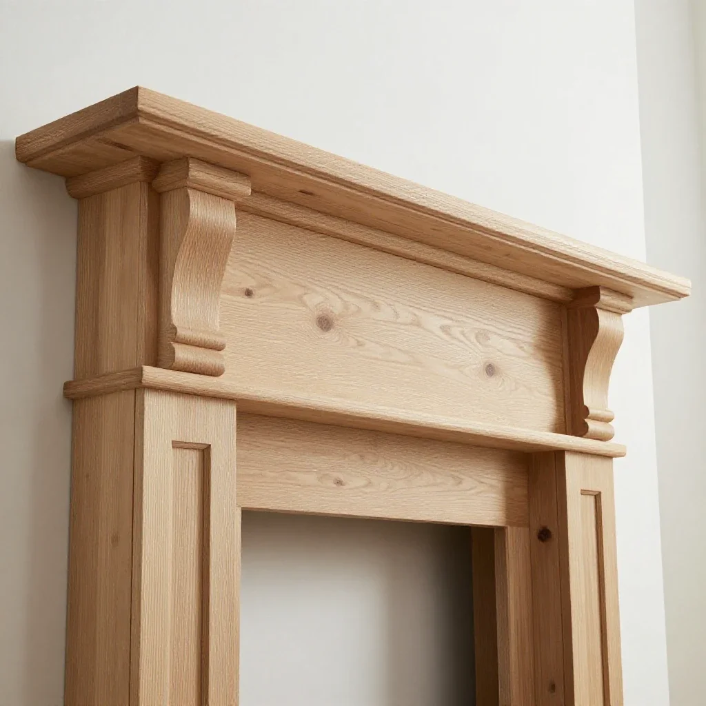 Fireplace mantel isolated on a white background