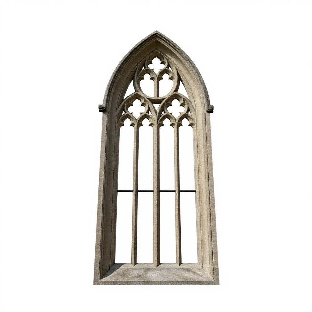 Gothic window tracery panel isolated on a white background