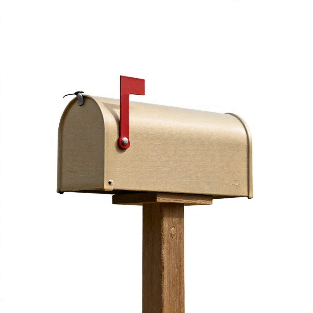 Mailbox on a post isolated on a white background