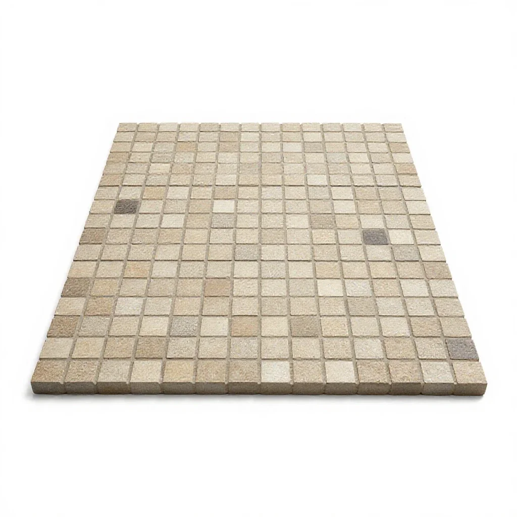 Mosaic floor tile section isolated on a white background