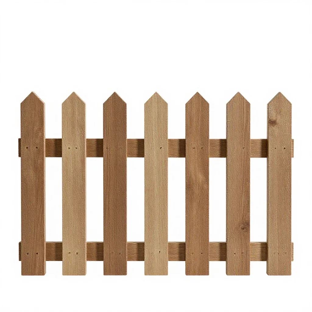 Picket fence section isolated on a white background