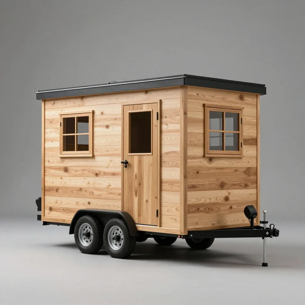 Tiny house on a trailer isolated on a white background