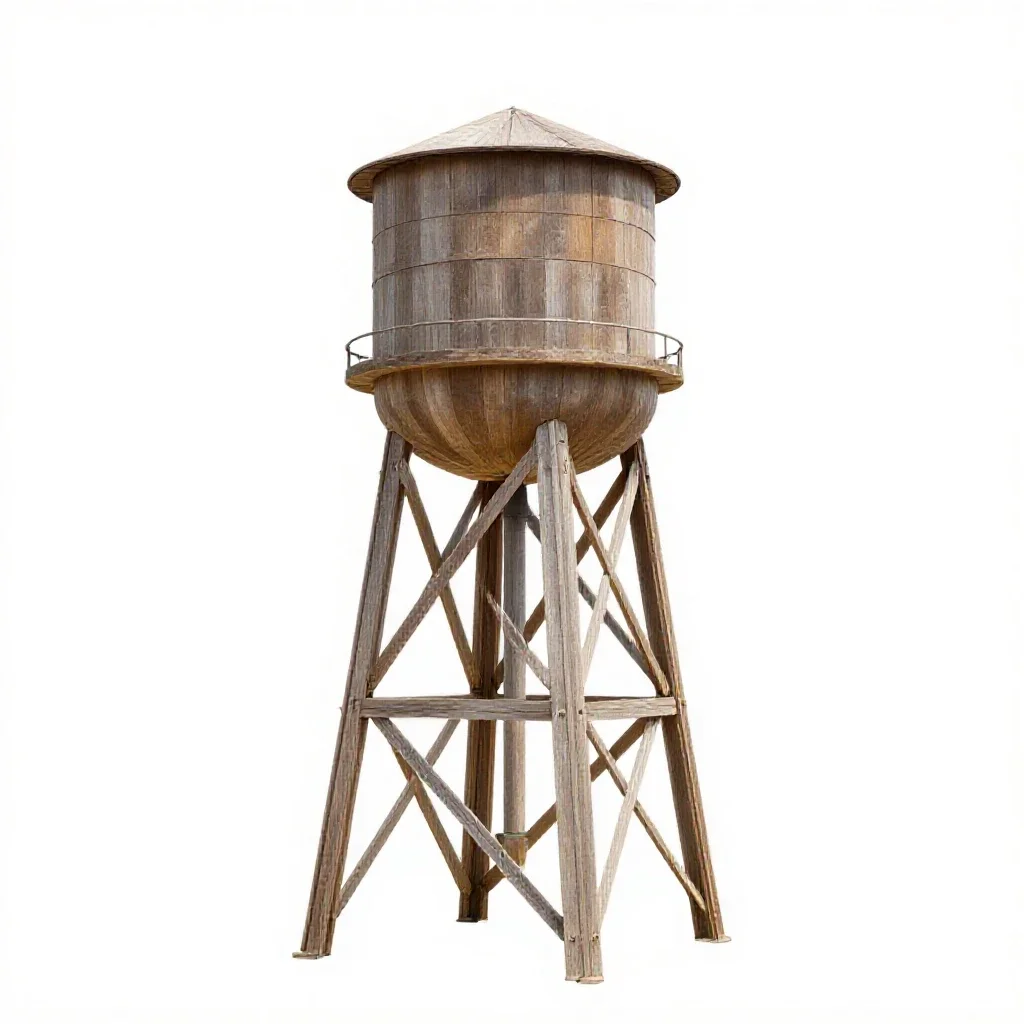 Water tower model isolated on a white background