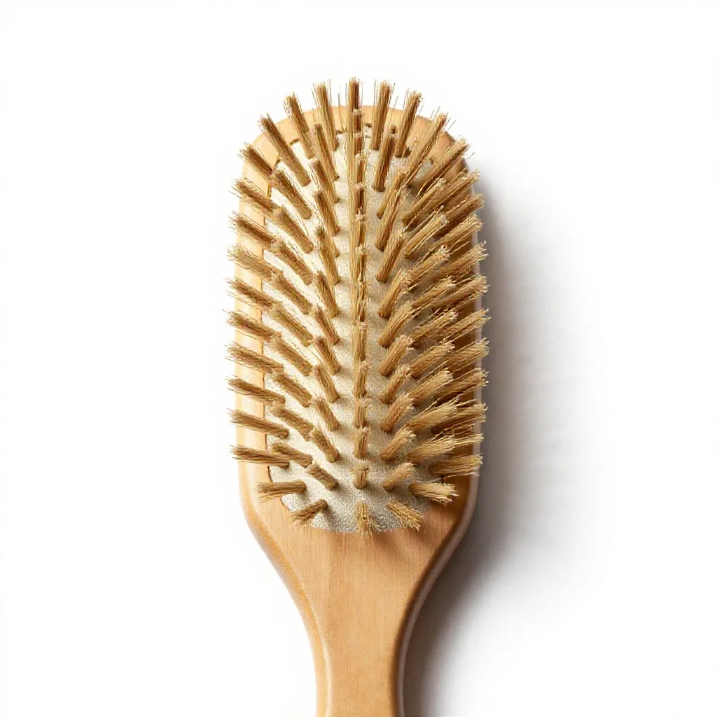 Boar bristle hairbrush isolated on a white background