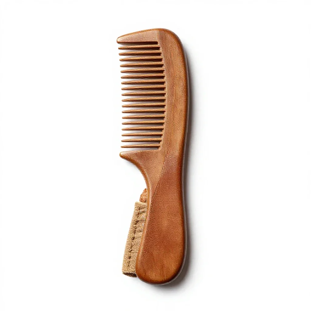 Comb in a leather sleeve isolated on a white background