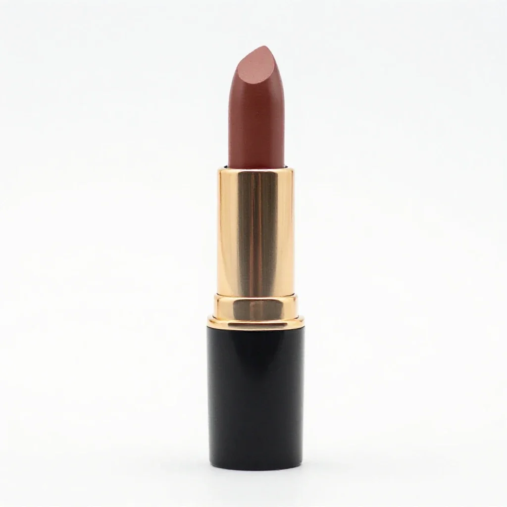 Lipstick tube uncapped isolated on a white background