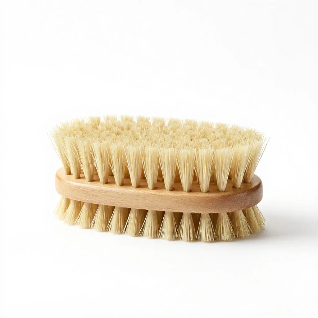 Natural bristle body brush isolated on a white background