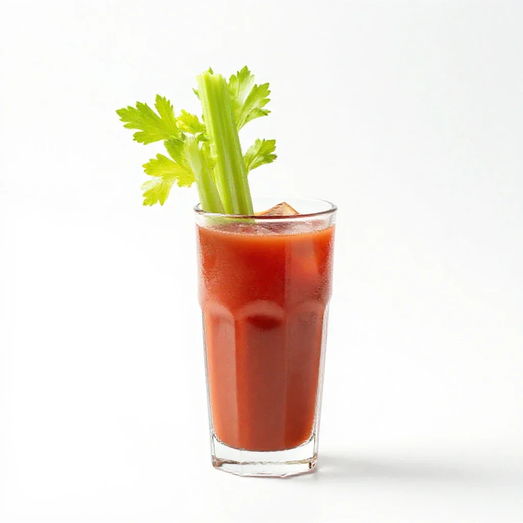 Bloody mary with a celery stalk isolated on a white background