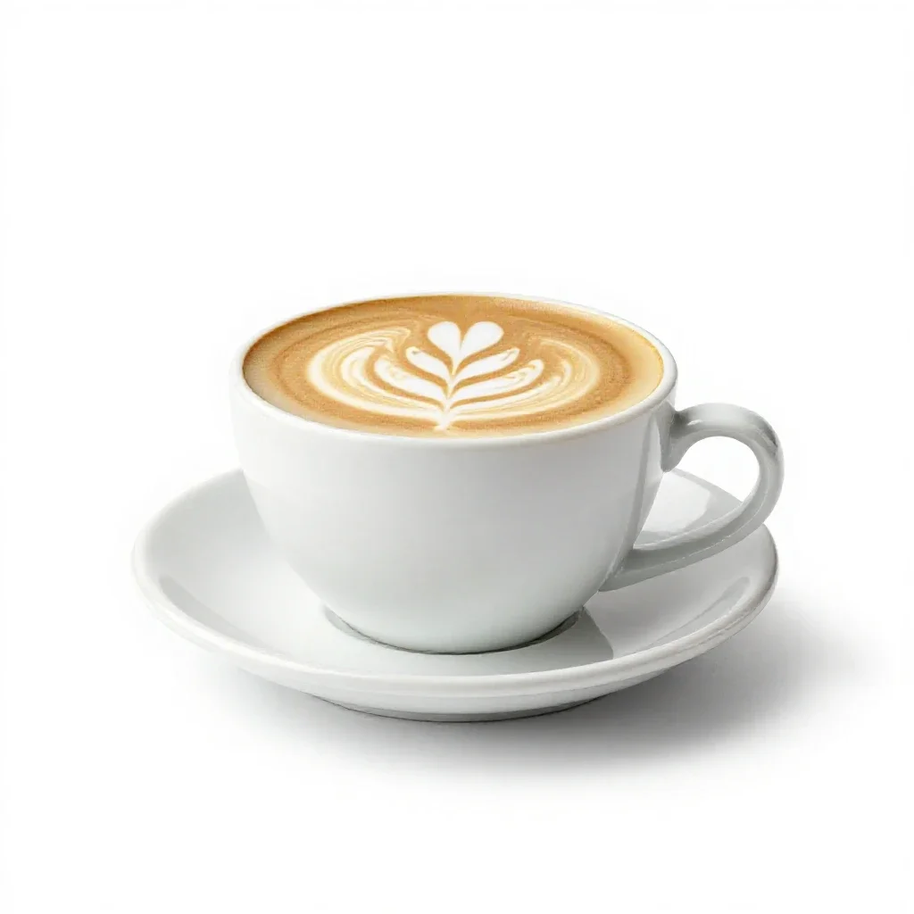 Flat white with latte art isolated on a white background