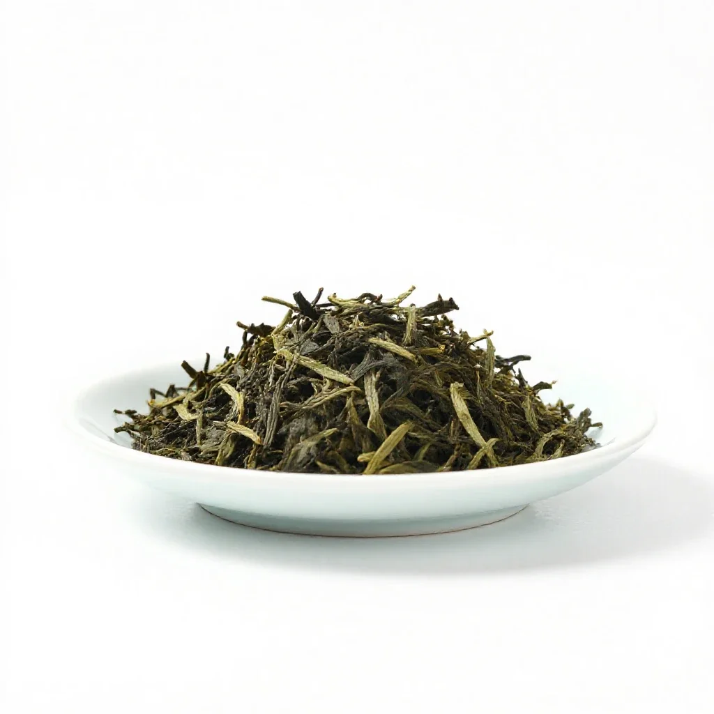 Genmaicha in a kyusu isolated on a white background