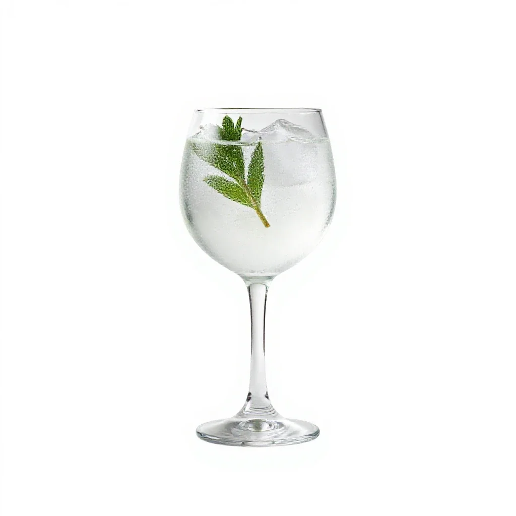 Gin and tonic with botanicals isolated on a white background