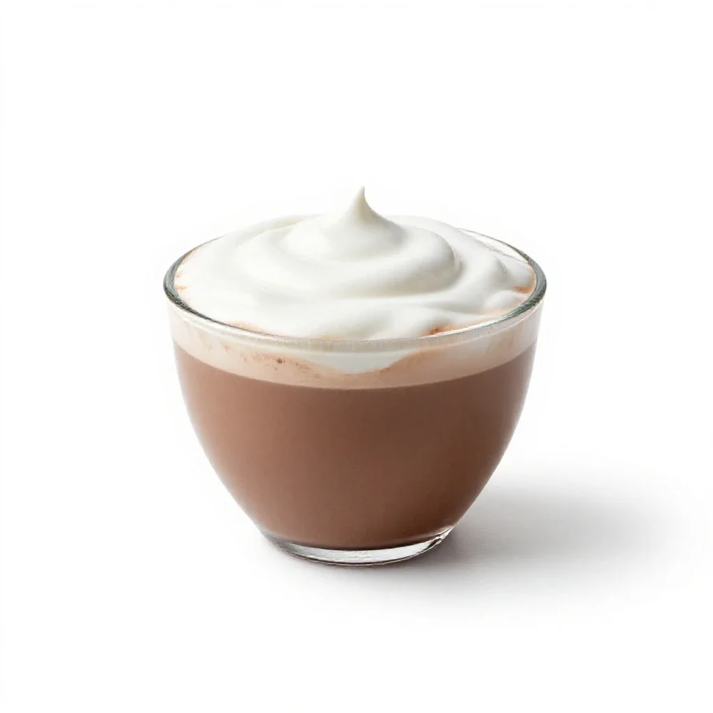 Hot chocolate with cream isolated on a white background