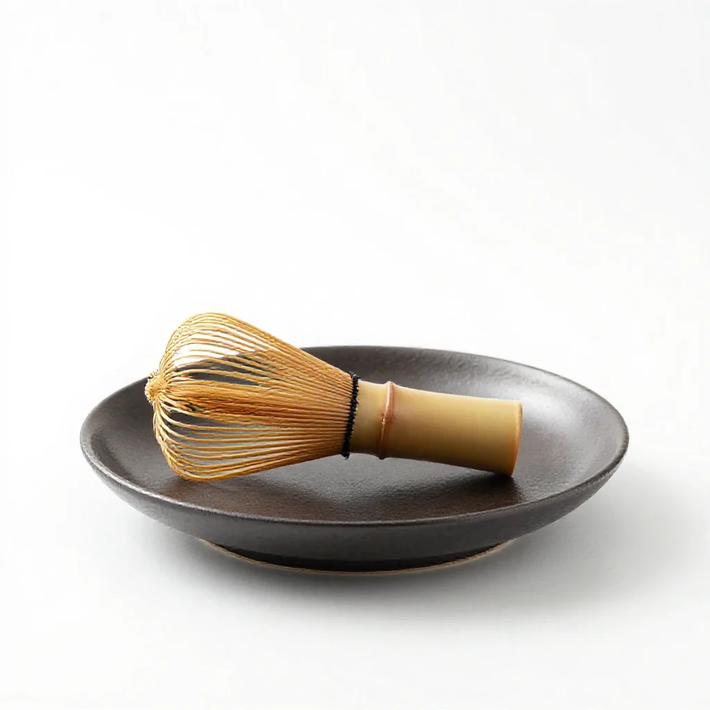 Matcha whisked in a chawan isolated on a white background