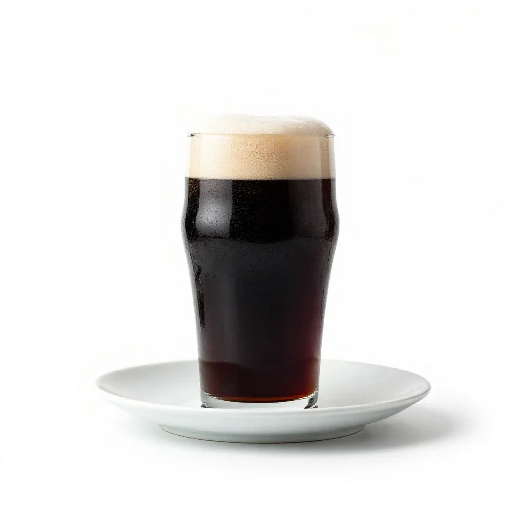 Pint of stout settling isolated on a white background