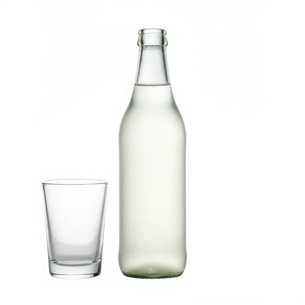 Soju bottle and glass isolated on a white background