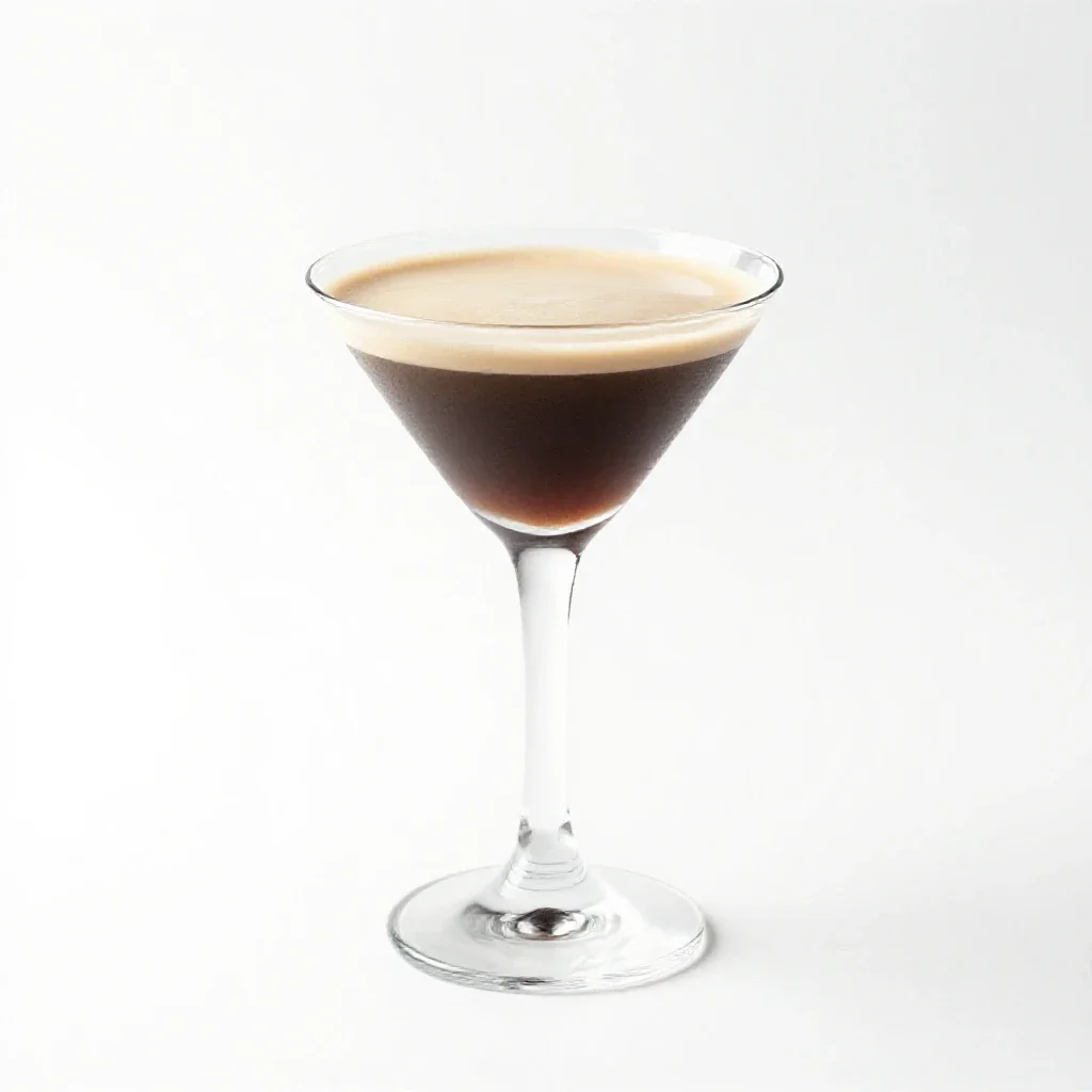 Espresso martini with crema isolated on a white background