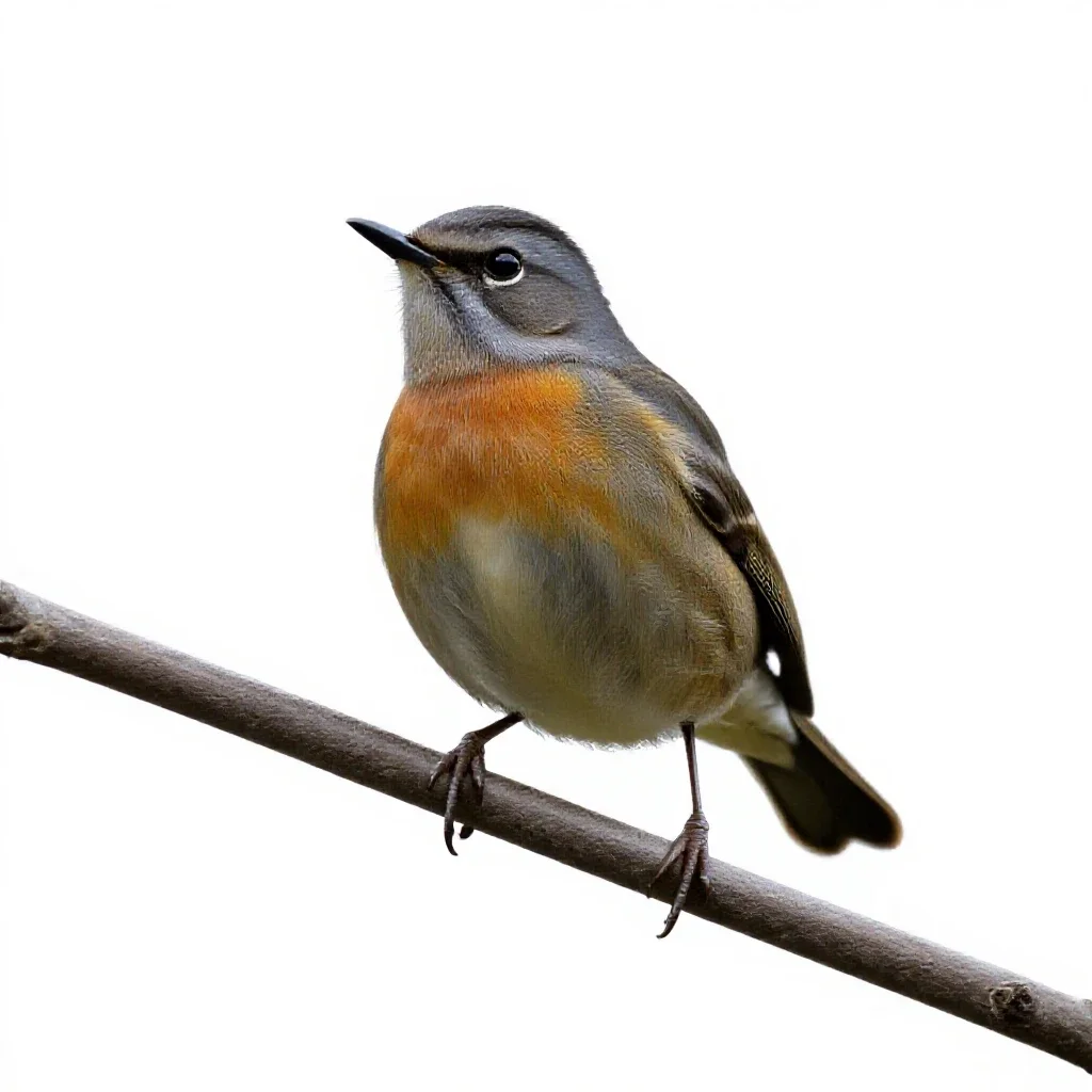 Bellbird on a branch isolated on a white background
