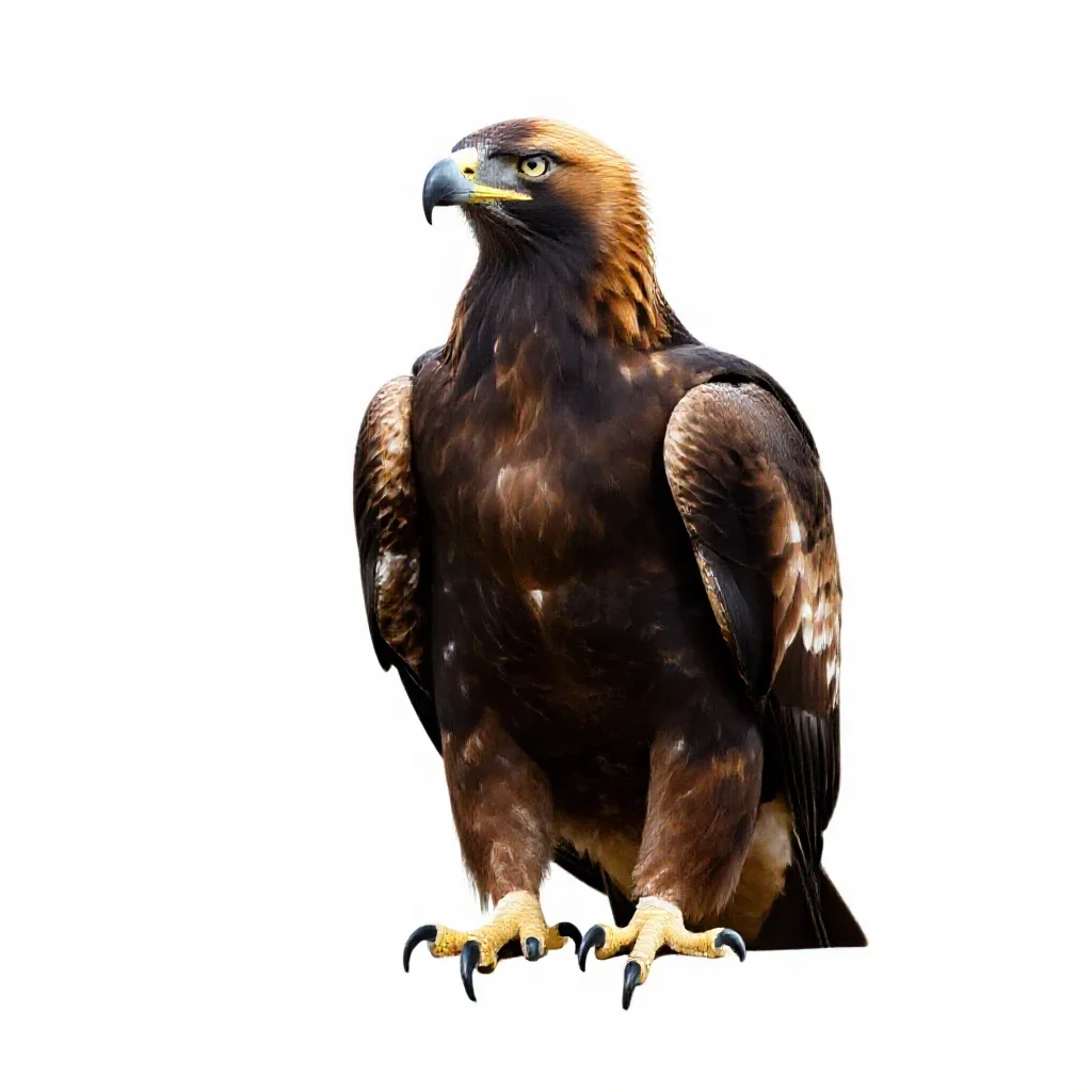 Golden eagle perched isolated on a white background