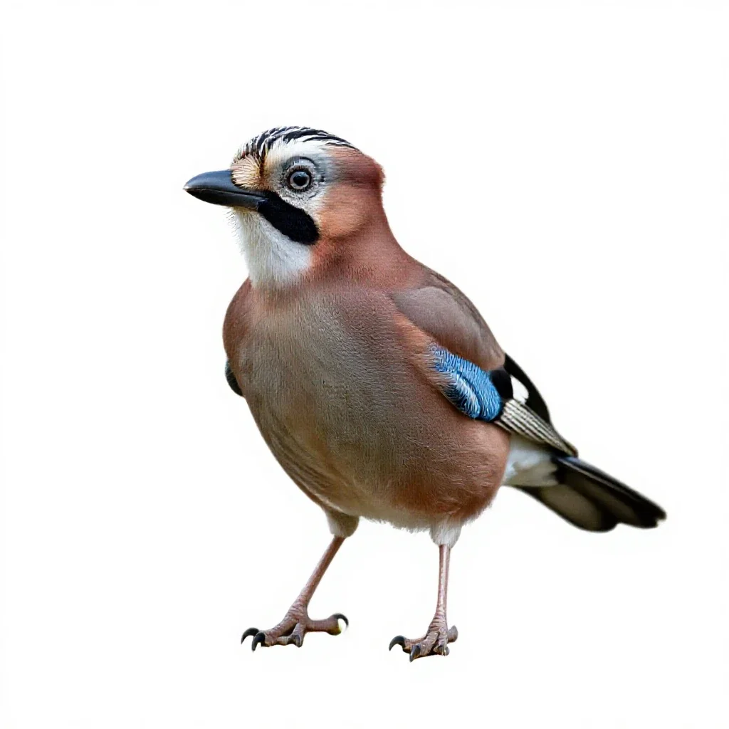 Jay with acorn isolated on a white background