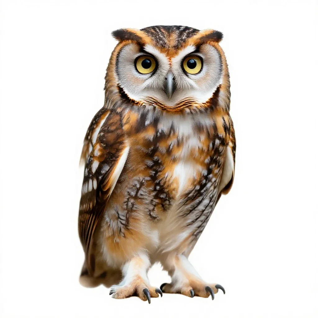 Morepork owl isolated on a white background
