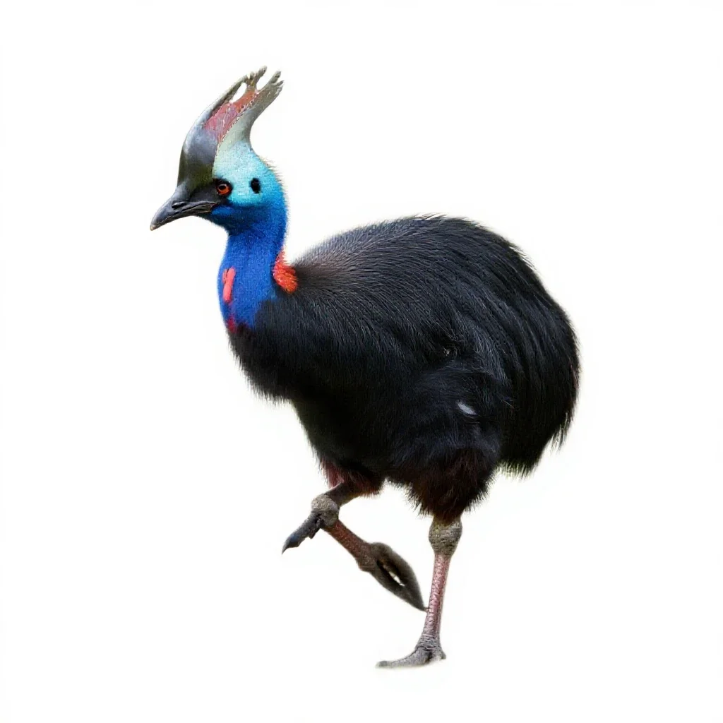 Pukeko mid-stride isolated on a white background