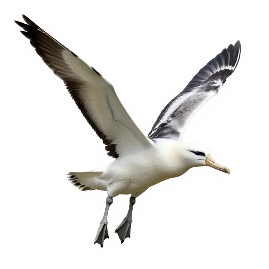 Royal albatross gliding isolated on a white background
