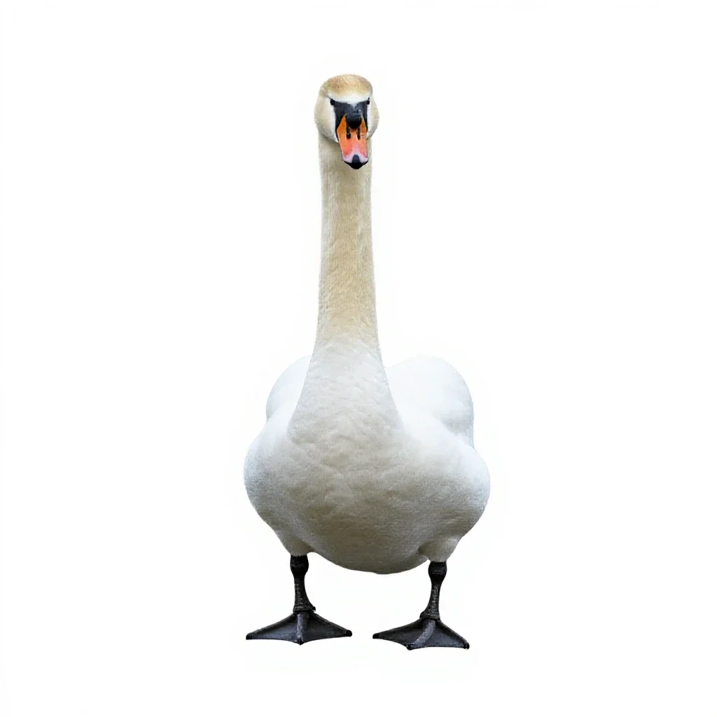 Swan gliding isolated on a white background