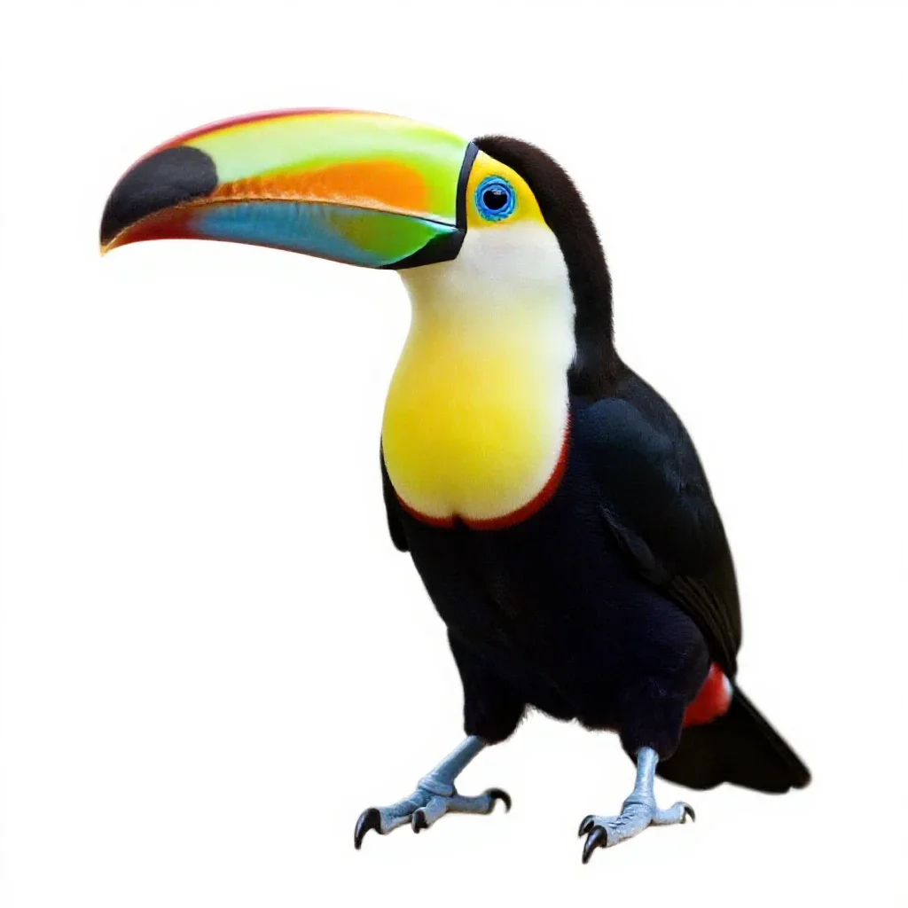Toucan with an oversized bill isolated on a white background
