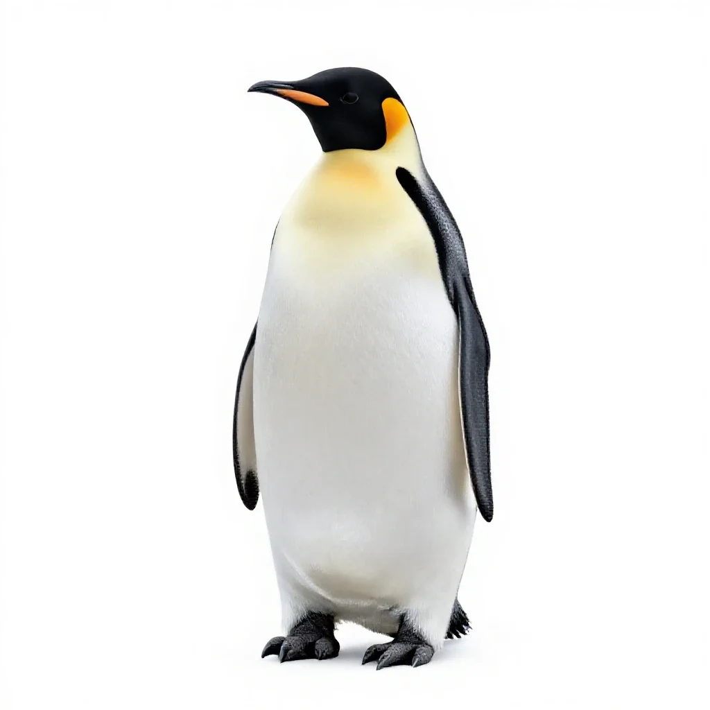 Emperor penguin with a chick isolated on a white background