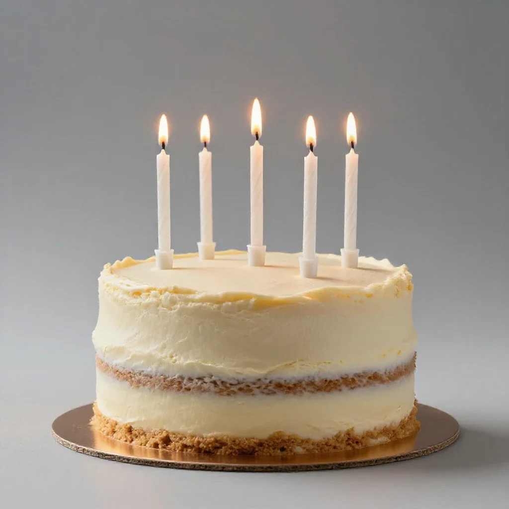 Birthday cake with candles isolated on a white background