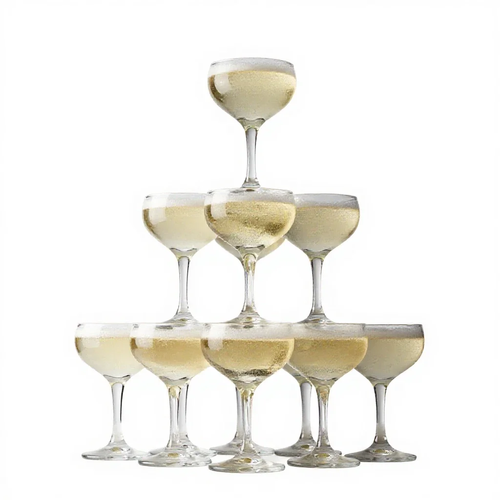 Champagne tower isolated on a white background