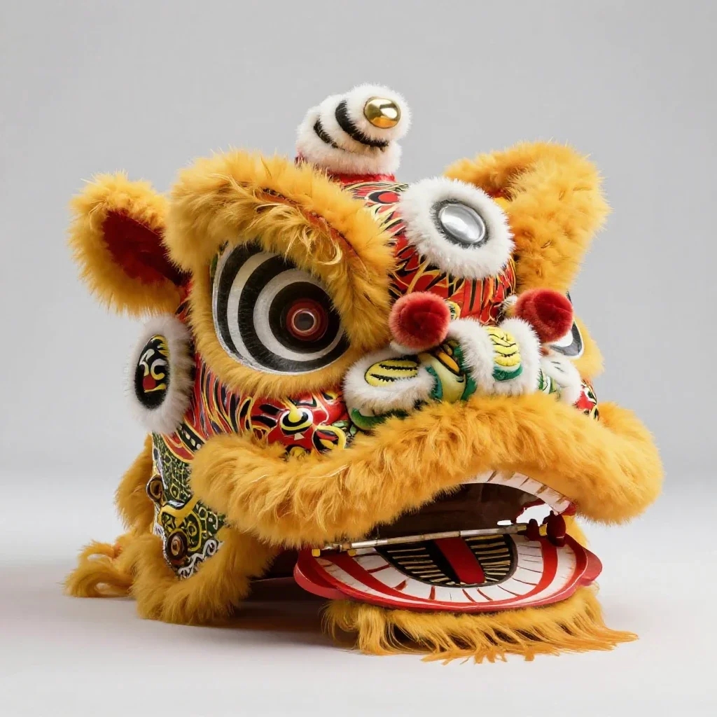 Lion dance head isolated on a white background